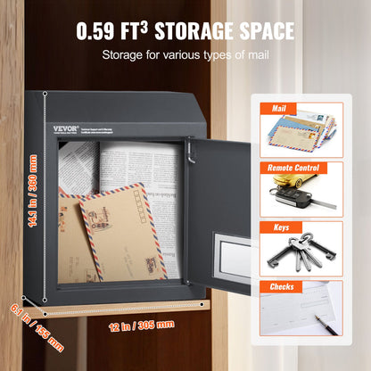 VEVOR Through The Door Key Drop Box, Heavy Duty Steel Through the Door Mailbox with