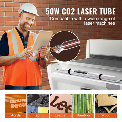 50W CO2 Laser Tube for Engraving and Cutting, 0.85m Length, 0.8kg Weight