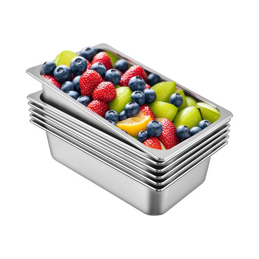 VEVOR Hotel Pan Full Size 6-Inch, Steam Table Pan 6 Pack, 22 Gauge/0.8mm Thick Stainless