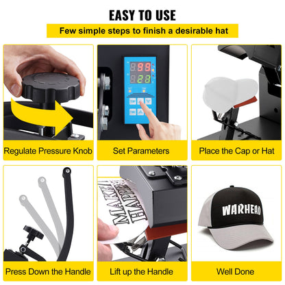 VEVOR Hat Press 3.5 x 5.5in Cap Heat Press Machine Aluminum Transfer Sublimation