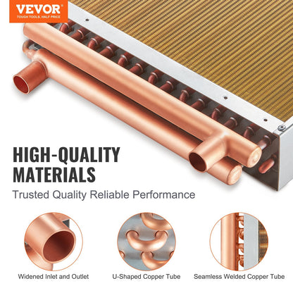 16x16 cm Water-to-Air Heat Exchanger, 3-Row Copper, 193 Fins, High Efficiency