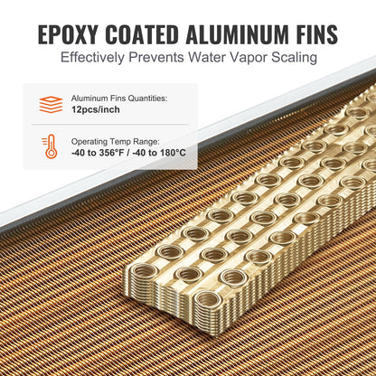 16x16 cm Water-to-Air Heat Exchanger, 3-Row Copper, 193 Fins, High Efficiency