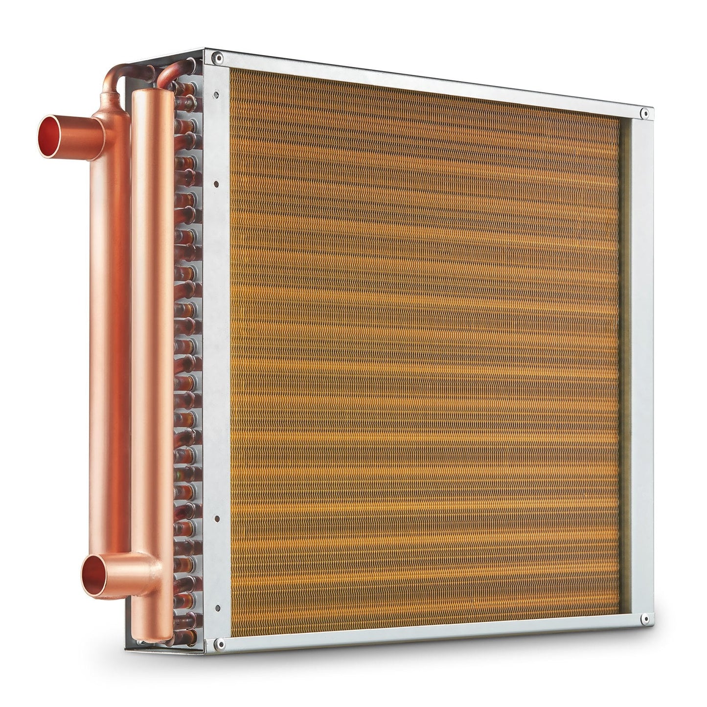 16x16 cm Water-to-Air Heat Exchanger, 3-Row Copper, 193 Fins, High Efficiency