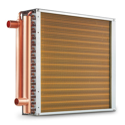 16x16 cm Water-to-Air Heat Exchanger, 3-Row Copper, 193 Fins, High Efficiency