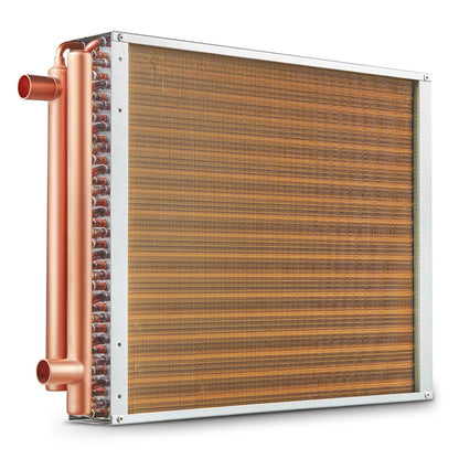 18x20 cm Copper Water to Air Heat Exchanger, 3-Row, 242 Aluminum Fins