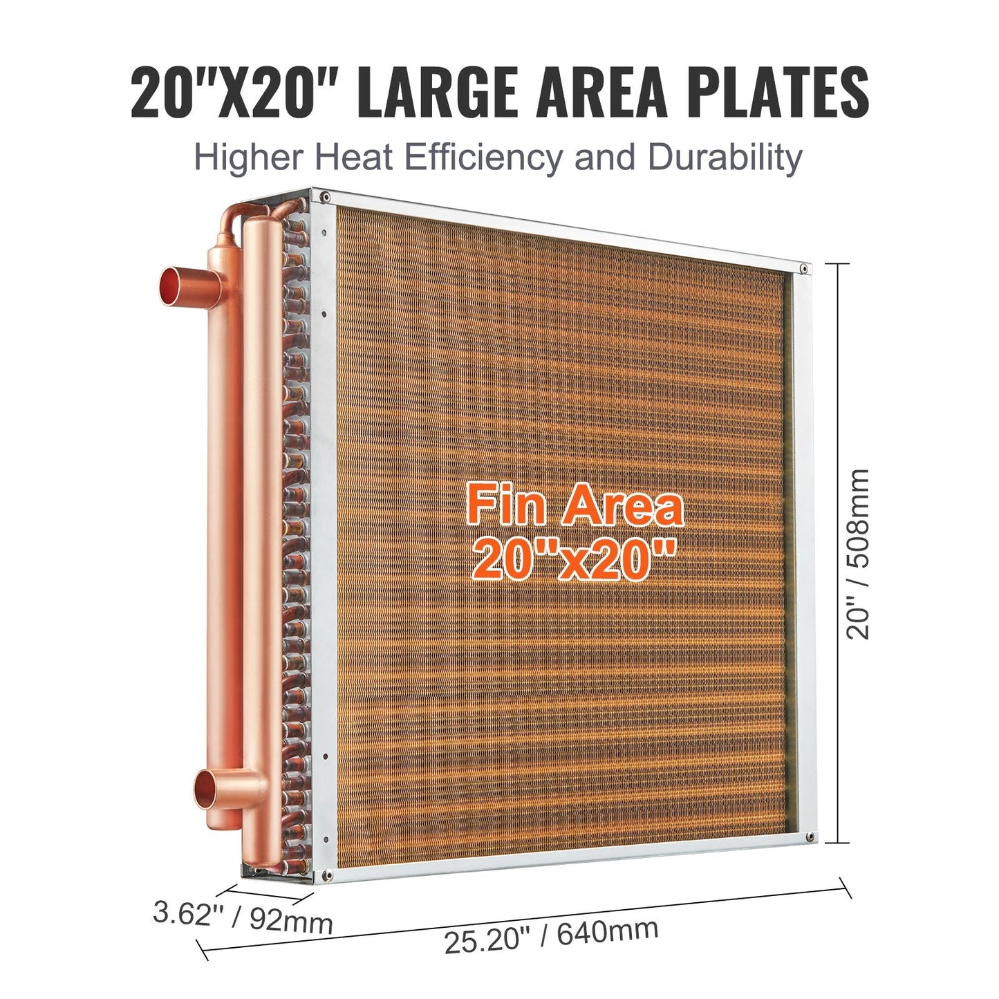 High-Efficiency 50.8 x 50.8 cm Water to Air Heat Exchanger with Copper Ports
