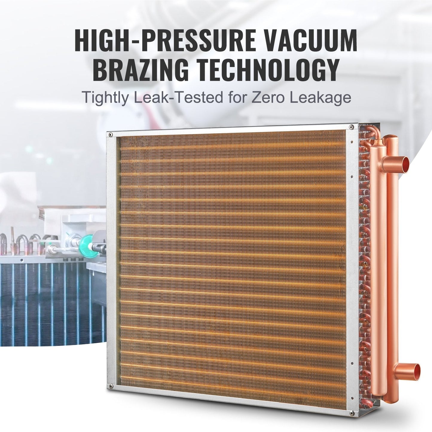 High-Efficiency 50.8 x 50.8 cm Water to Air Heat Exchanger with Copper Ports