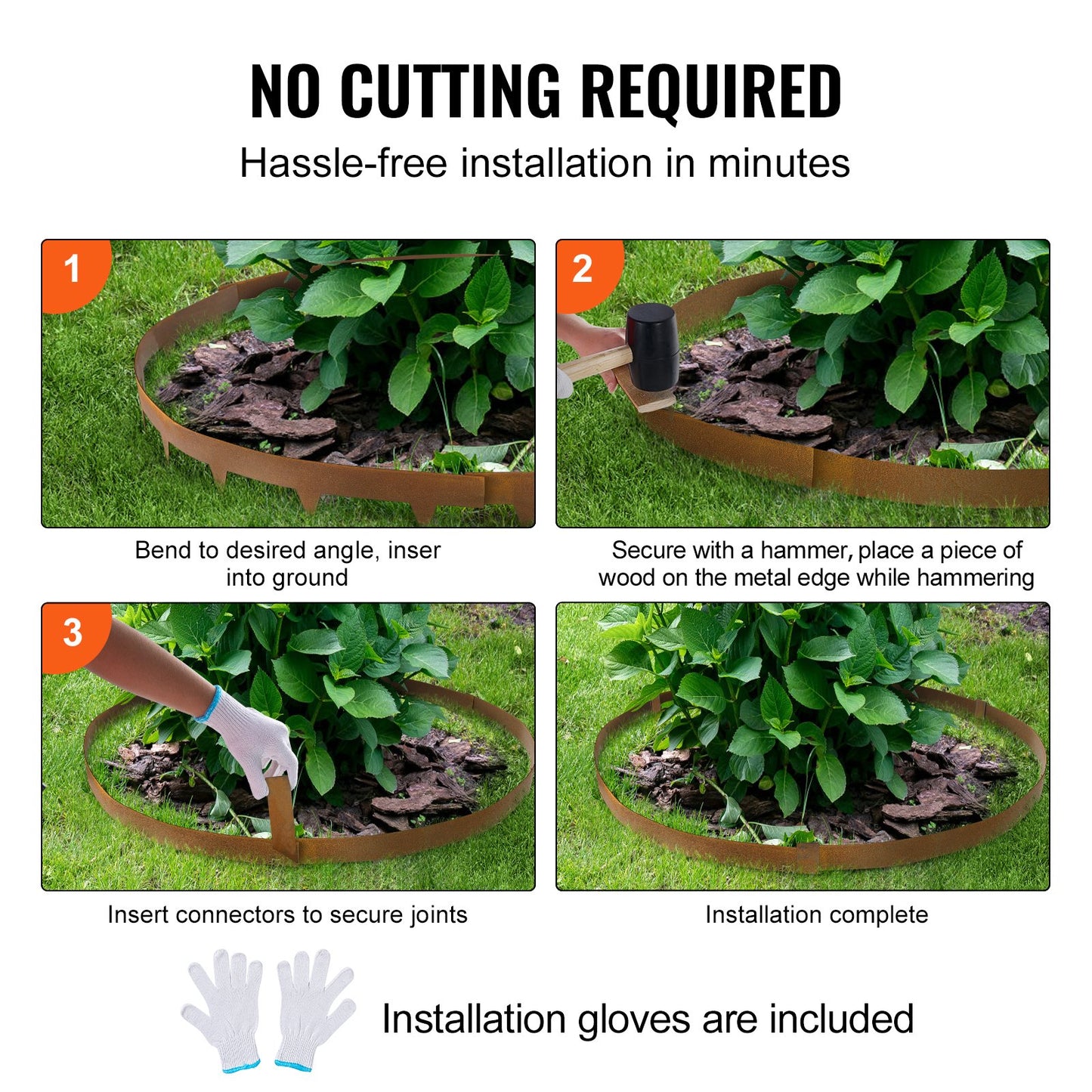 VEVOR Steel Landscape Edging, 10-pack Steel Garden Edging Borders, 39.6" L x 2"