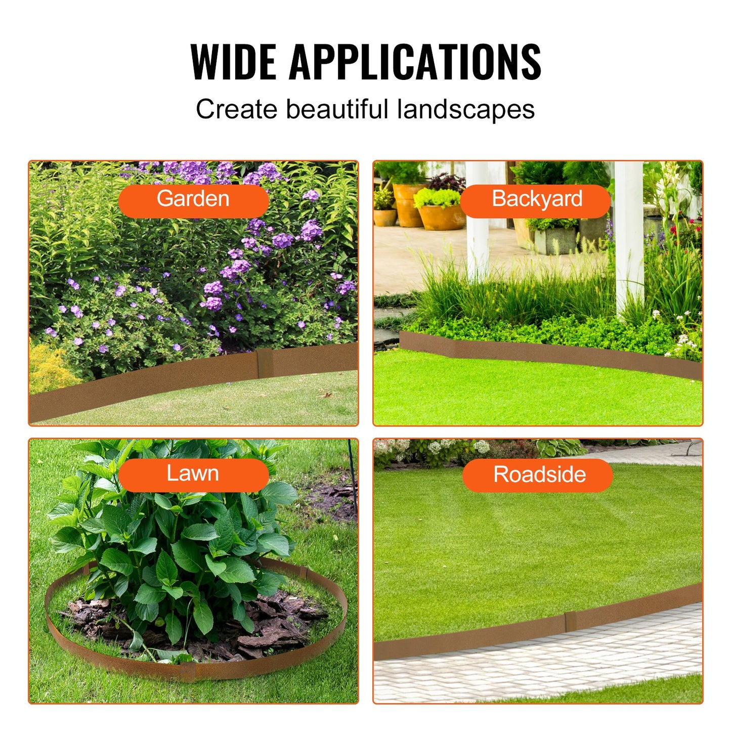 VEVOR Steel Landscape Edging, 10-pack Steel Garden Edging Borders, 39.6" L x 2"