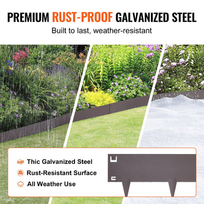 VEVOR Steel Landscape Edging, 5-pack Steel Garden Edging Borders, 39" L x 4" H Strips,
