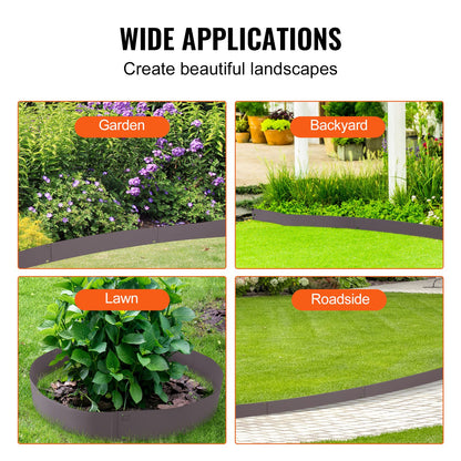 VEVOR Steel Landscape Edging, 5-pack Steel Garden Edging Borders, 39" L x 4" H Strips,