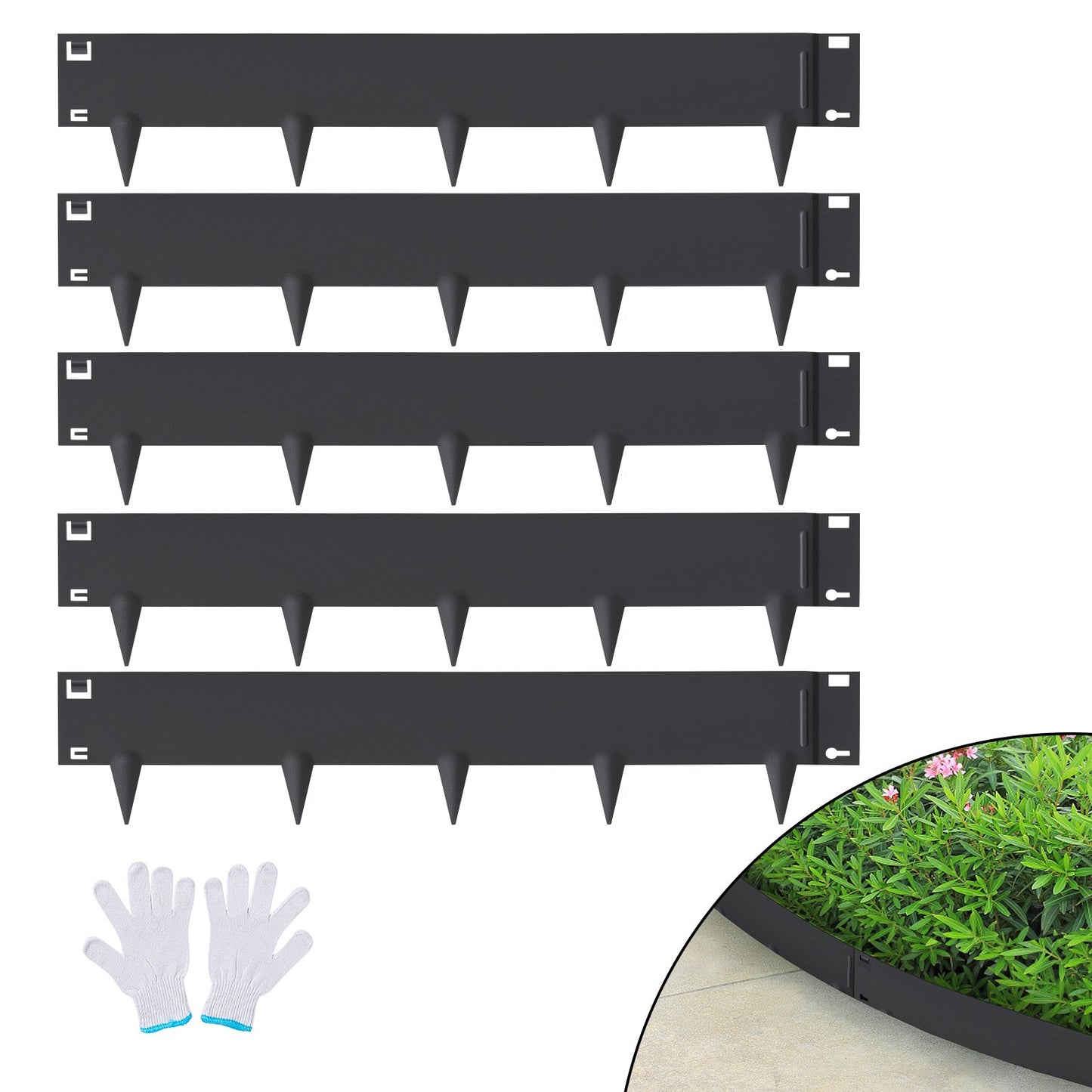 VEVOR Steel Landscape Edging, 5-pack Steel Garden Edging Borders, 39" L x 4" H Strips,
