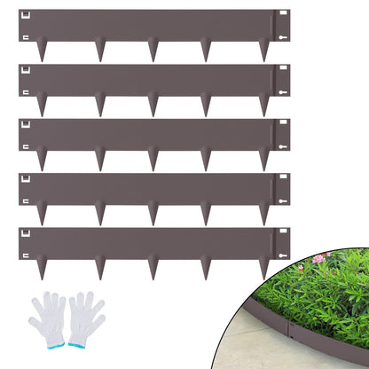 Steel Garden Edging Borders, 5-Pack, 1m x 0.13m, Bendable, Rustic Brown