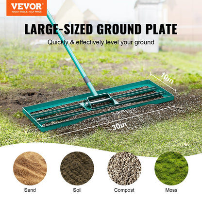 VEVOR Lawn Leveling Rake, 30"x10" Level Lawn Tool, Heavy-duty Lawn Leveler with