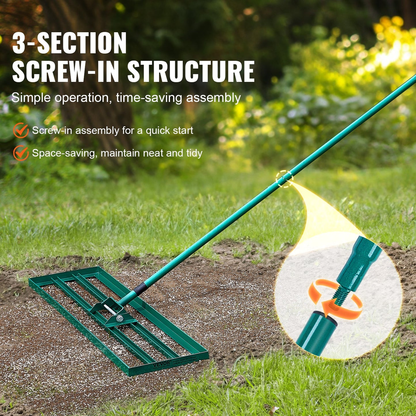 VEVOR Lawn Leveling Rake, 30"x10" Level Lawn Tool, Heavy-duty Lawn Leveler with