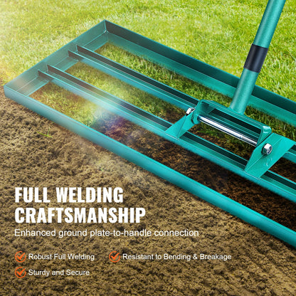 Heavy-Duty Lawn Leveling Rake with 2.5m Handle for Garden and Golf Lawns