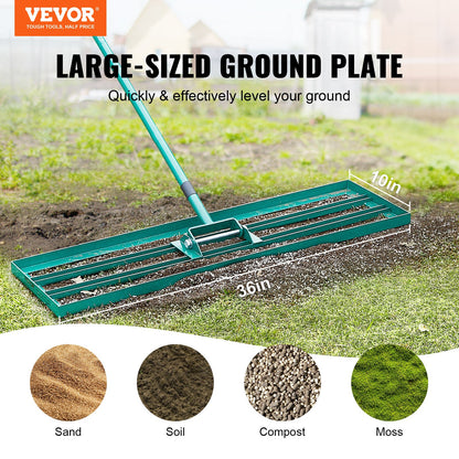 VEVOR Lawn Leveling Rake, 36"x10" Level Lawn Tool, Heavy-duty Lawn Leveler with