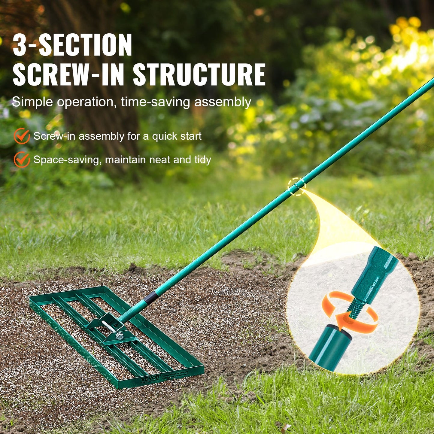 VEVOR Lawn Leveling Rake, 36"x10" Level Lawn Tool, Heavy-duty Lawn Leveler with