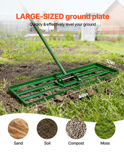 Lawn Leveling Rake, 1215 x 252mm Level Lawn Tool, Heavy-duty Lawn Leveler with 78" Steel Extended Handle, Yard Leveling Rake Suit for Garden, Golf Lawn, Farm