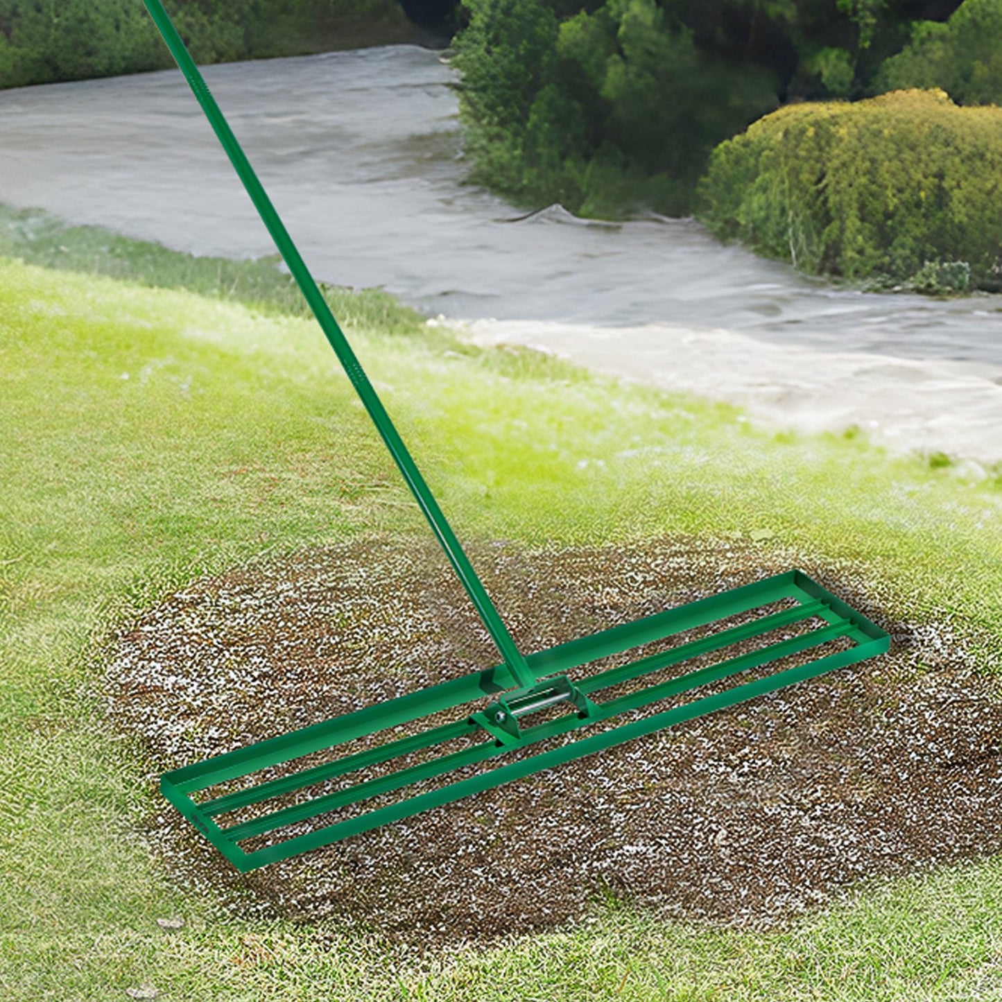 Lawn Leveling Rake, 1215 x 252mm Level Lawn Tool, Heavy-duty Lawn Leveler with 78" Steel Extended Handle, Yard Leveling Rake Suit for Garden, Golf Lawn, Farm