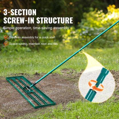VEVOR Lawn Leveling Rake, 48"x10" Level Lawn Tool, Heavy-duty Lawn Leveler with
