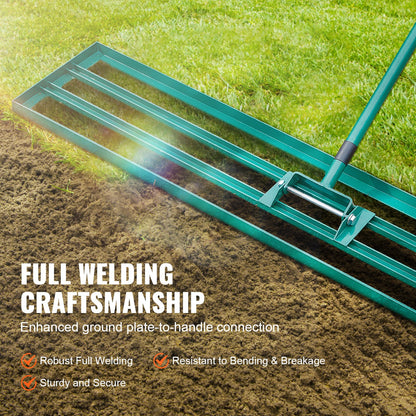 VEVOR Lawn Leveling Rake, 48"x10" Level Lawn Tool, Heavy-duty Lawn Leveler with