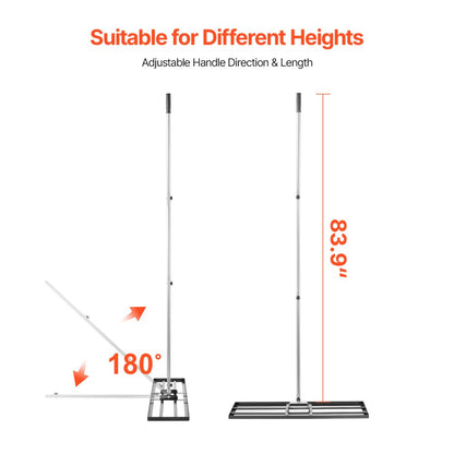 254 x 914 mm Lawn Leveling Rake 2130 mm Adjustable Handle for Yard Golf Court