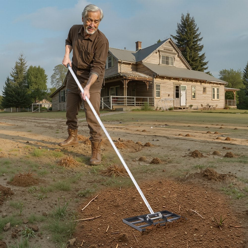 254 x 430 mm Lawn Leveling Rake 1980 mm Adjustable Handle for Yard Golf Court