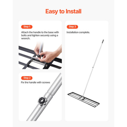 254 x 1219 mm Lawn Leveling Rake 2130 mm Adjustable Handle for Yard Golf Court