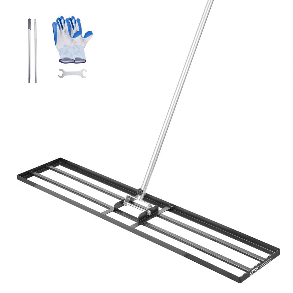 254 x 1219 mm Lawn Leveling Rake 2130 mm Adjustable Handle for Yard Golf Court