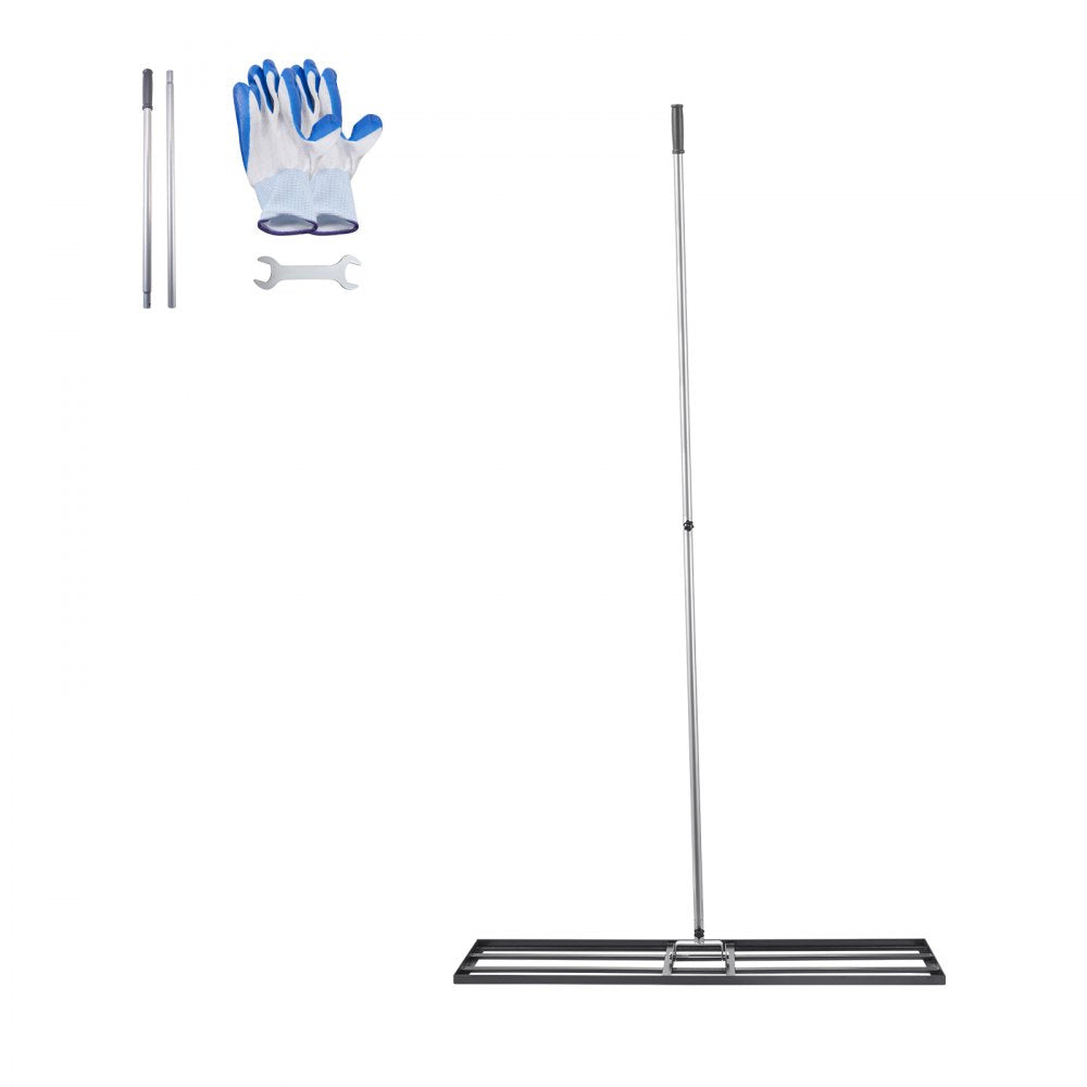 254 x 1219 mm Lawn Leveling Rake 2130 mm Adjustable Handle for Yard Golf Court