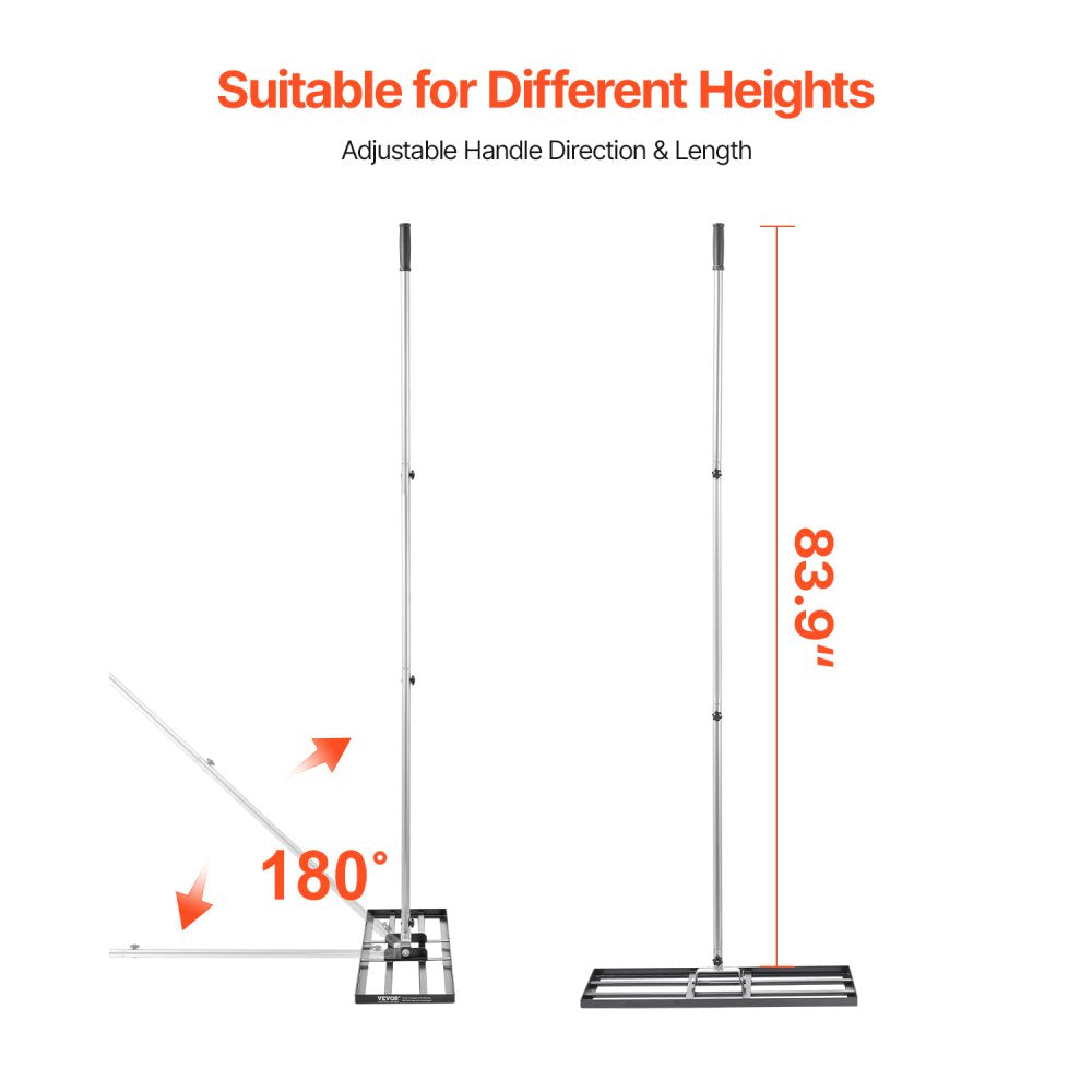 254 x 762 mm Lawn Leveling Rake 2130 mm Adjustable Handle for Yard Golf Court