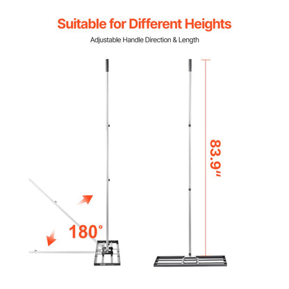 254 x 762 mm Lawn Leveling Rake 2130 mm Adjustable Handle for Yard Golf Court