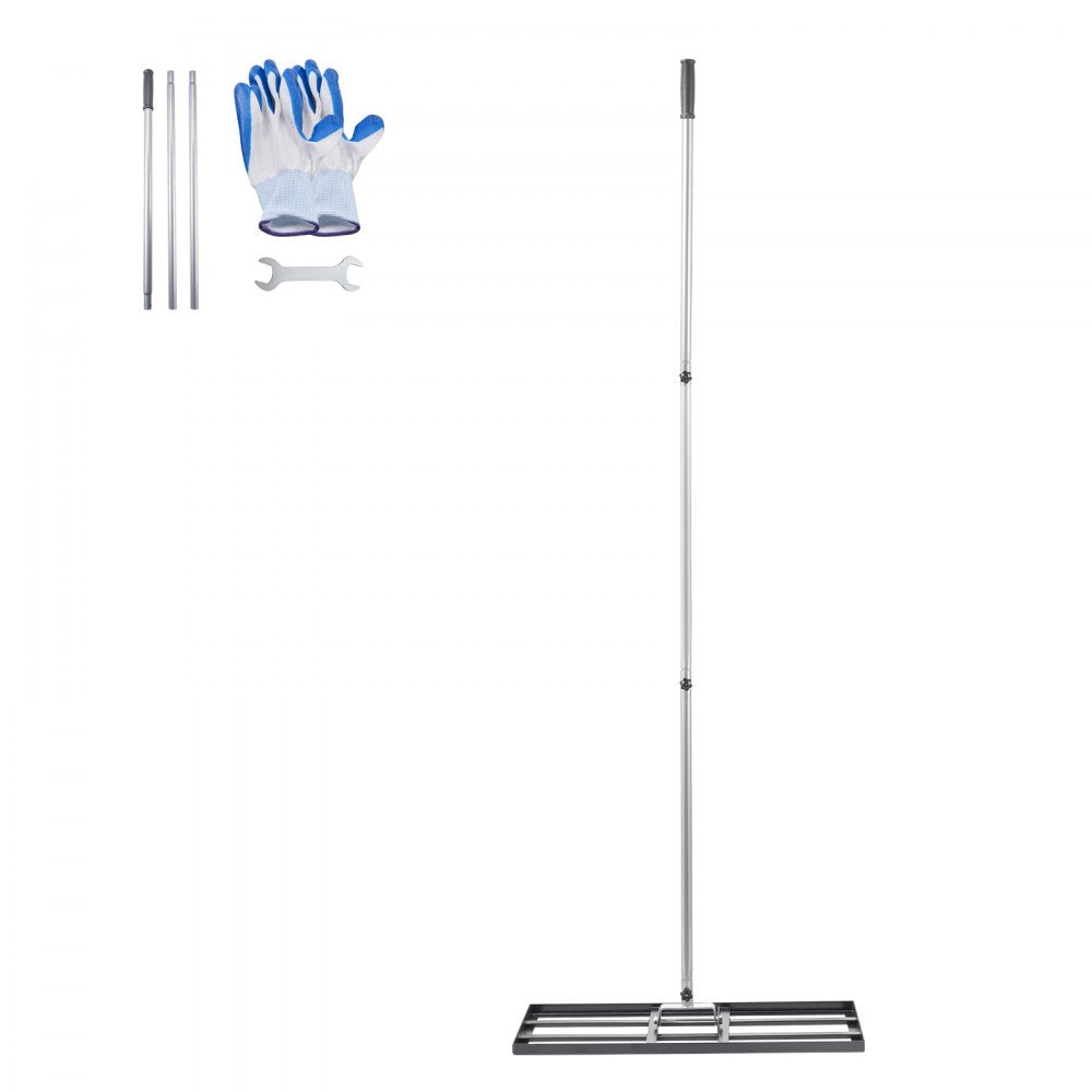 254 x 762 mm Lawn Leveling Rake 2130 mm Adjustable Handle for Yard Golf Court