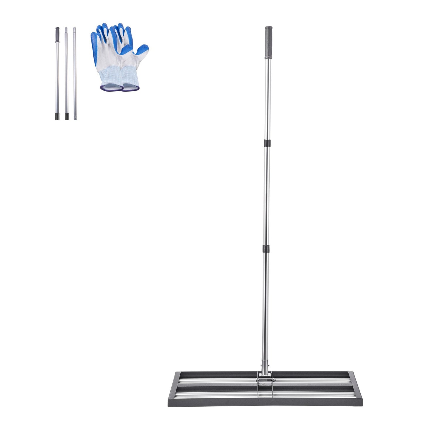 Updated Lawn Leveling Rake with Roller, 30" x 10" Stainless Steel Lawn Leveler with 83.9" Adjustable Handle, Heavy Duty Yard Leveling Rake, Effort Saving Lawn Leveling Tool for Yard Golf Court