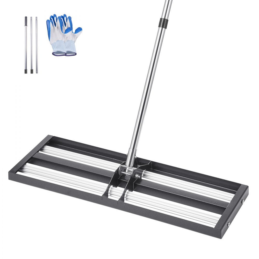 254 x 762 mm Lawn Leveling Rake with 2130 mm Adjustable Handle for Yard Garden