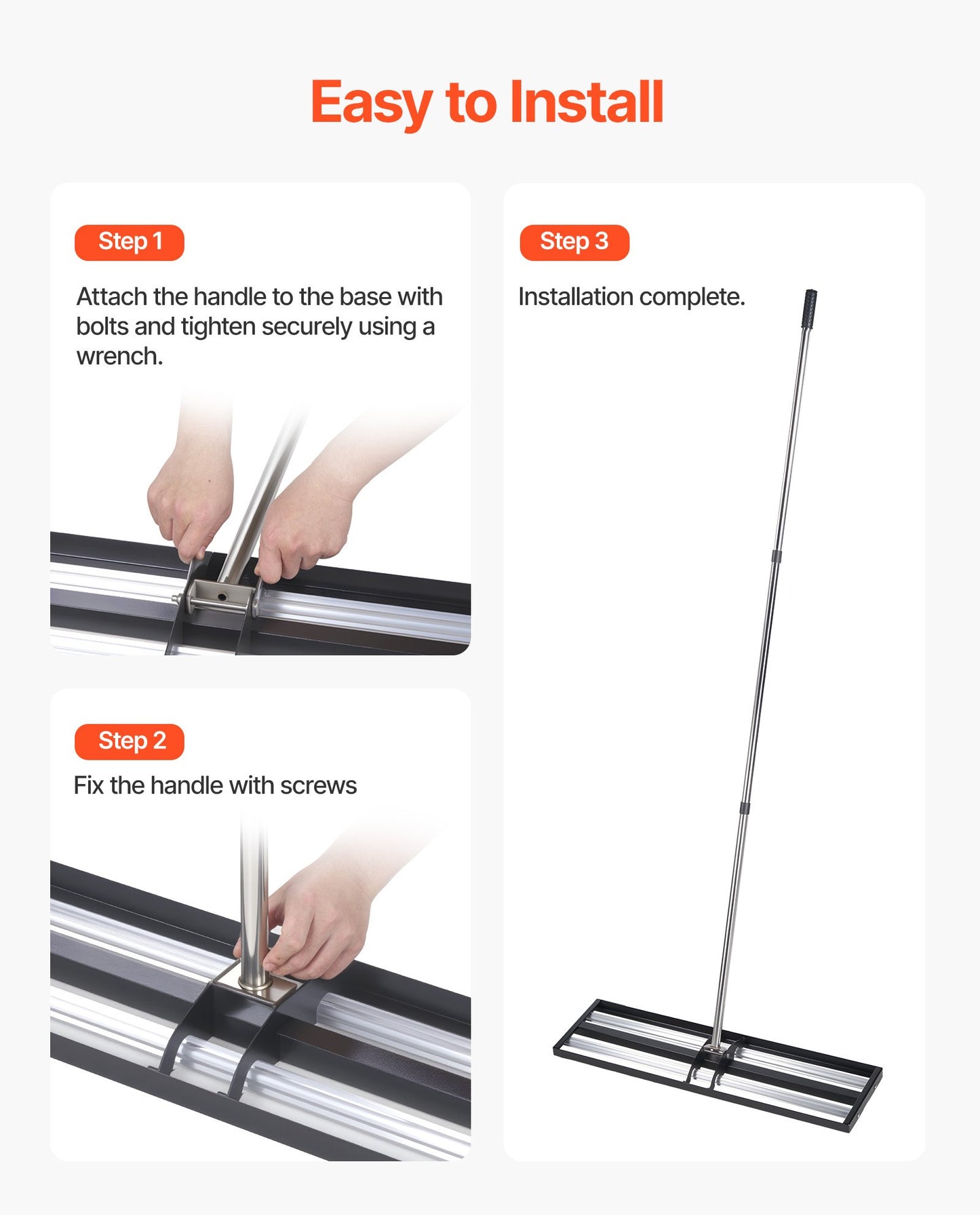 Updated Lawn Leveling Rake with Roller, 1218 x 255 mm Stainless Steel Lawn Leveler with 2133mm Adjustable Handle, Heavy Duty Yard Leveling Rake, Effort Saving Lawn Leveling Tool for Yard Golf Court