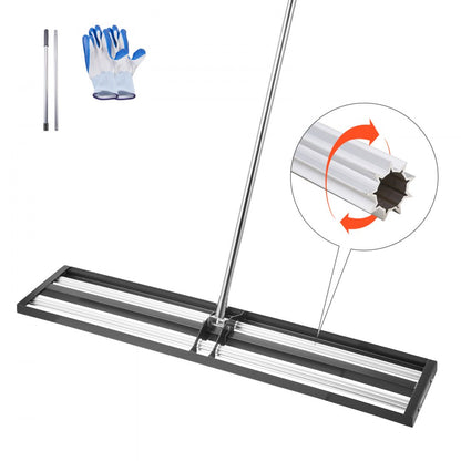 254 x 1219 mm Lawn Leveling Rake with 2130 mm Adjustable Handle for Yard Garden