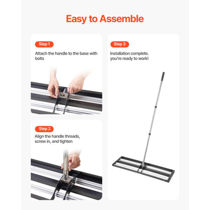 254 x 914 mm Lawn Leveling Rake with 2130 mm Adjustable Handle for Yard Garden