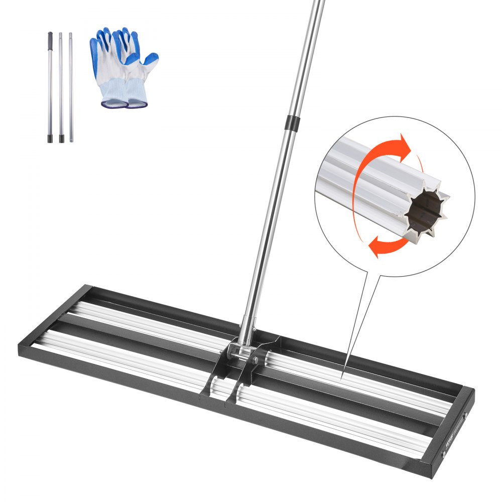 254 x 914 mm Lawn Leveling Rake with 2130 mm Adjustable Handle for Yard Garden