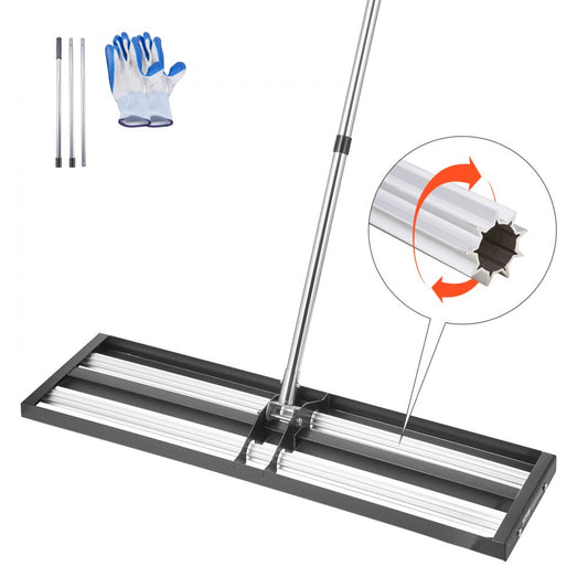 254 x 914 mm Lawn Leveling Rake with 2130 mm Adjustable Handle for Yard Garden