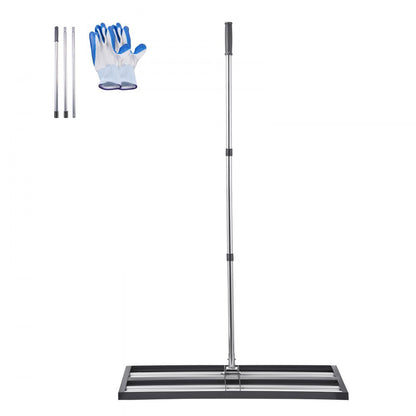 254 x 914 mm Lawn Leveling Rake with 2130 mm Adjustable Handle for Yard Garden
