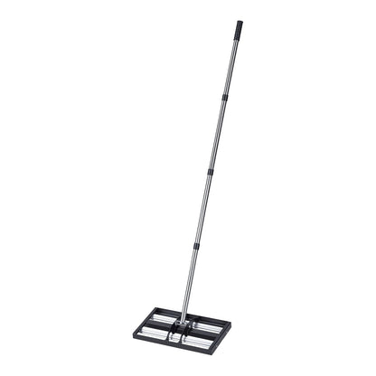 Updated Lawn Leveling Rake with Roller, 438 x 255 mm Stainless Steel Lawn Leveler with 1610mm Adjustable Handle, Heavy Duty Yard Leveling Rake, Effort Saving Lawn Leveling Tool for Yard Golf Court