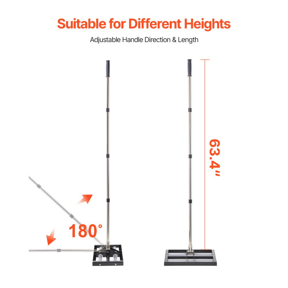 254 x 430 mm Lawn Leveling Rake with 1610 mm Adjustable Handle for Yard Garden