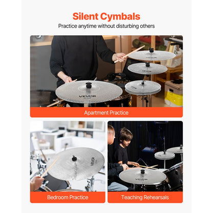 Low Volume Cymbal Pack 4 Pieces 35 40 45.5 50.5 cm Alloy Cymbals for Drum