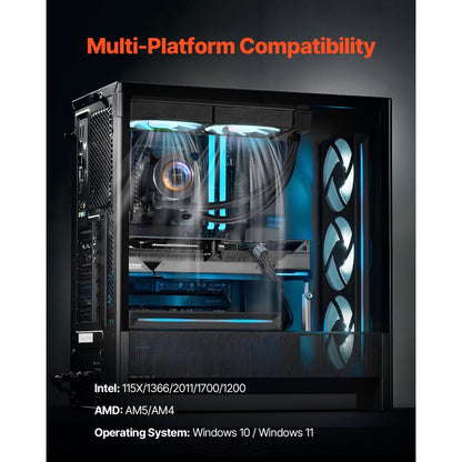 VEVOR CPU Liquid Cooler AIO CPU Water Cooler with ARGB Light & 120 mm PWN Fans