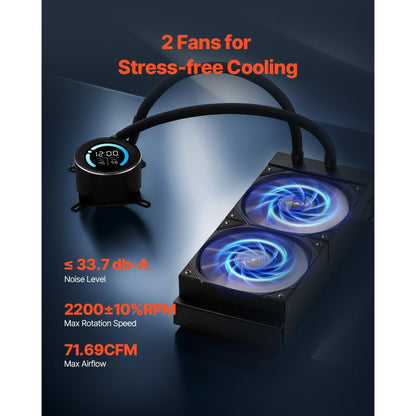 VEVOR CPU Liquid Cooler AIO CPU Water Cooler with 120 mm PWN Fans for Intel AMD