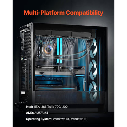 VEVOR CPU Liquid Cooler AIO CPU Water Cooler with 3 PWN Fans(120 mm) Intel AMD