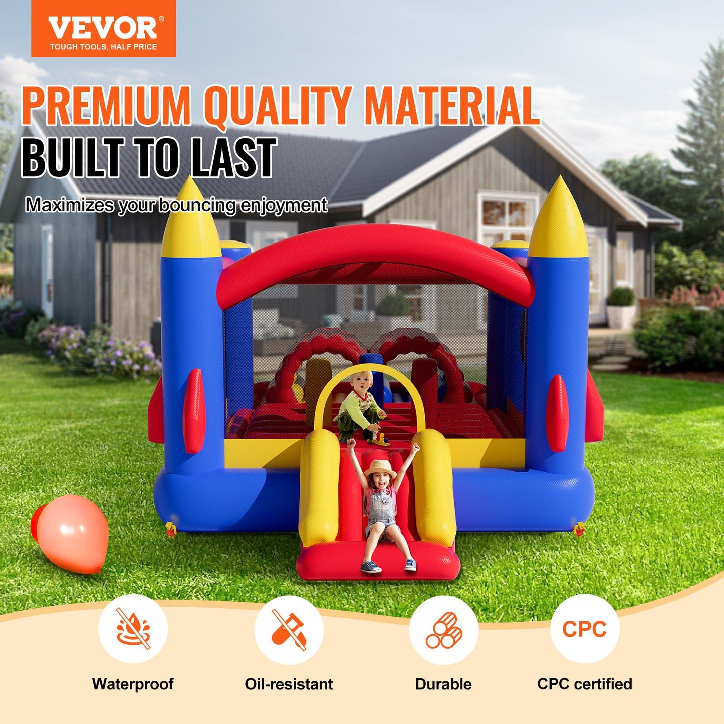VEVOR Inflatable Bounce House, Outdoor High Quality Playhouse Trampoline, Jumping