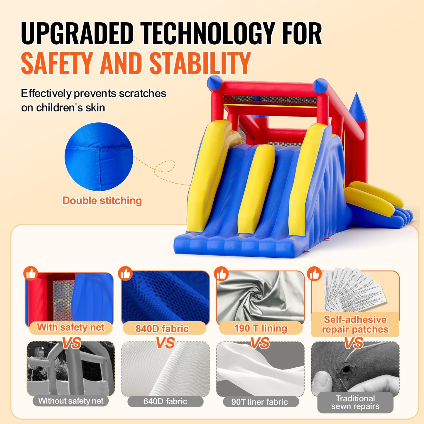 VEVOR Inflatable Bounce House, Outdoor High Quality Playhouse Trampoline, Jumping